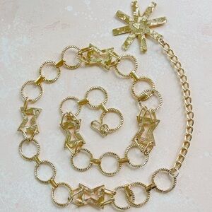 Vintage Gold Tone Metal Circle Link Glam Statement Chain Belt Fashion 90s Y2K